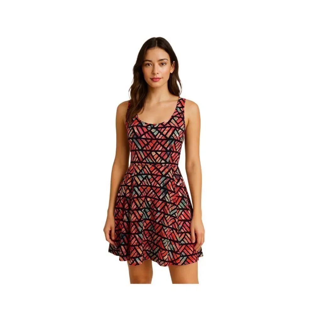Bebop size XL fit n flare dress. Exposed zipper in back.